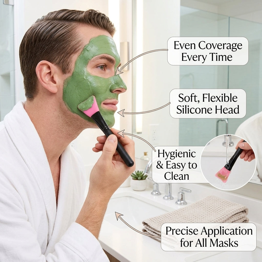 Facial Brush with Bristles, Skincare for Mud Clay Treatment Cosmetic Set for Routine Handle