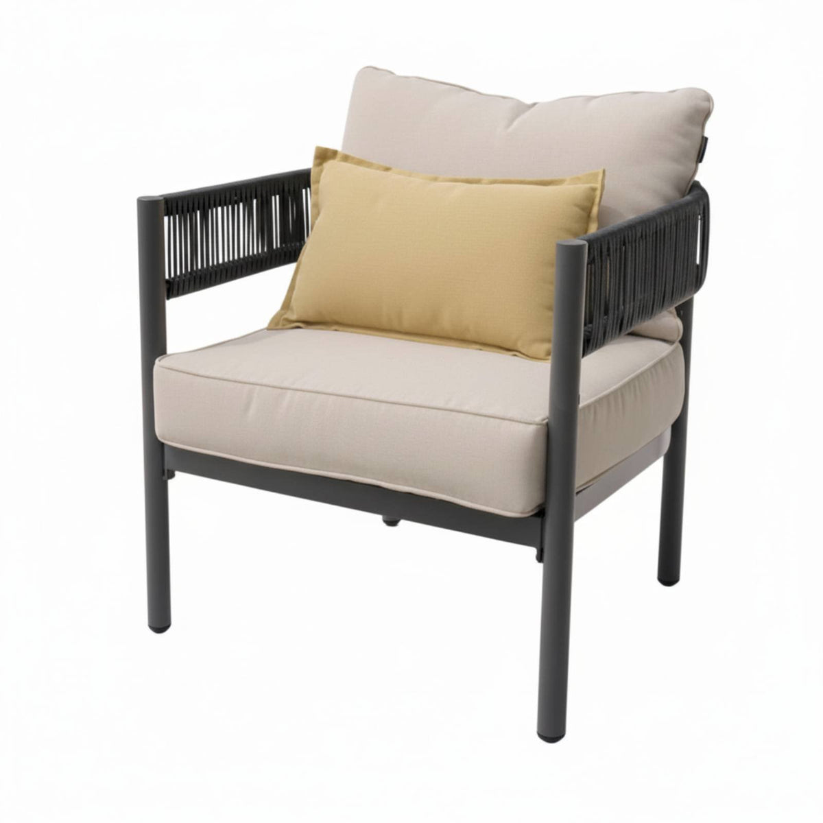 Hand-Woven Design 4-Piece Rope Weave Sofa Set Weather-Resistant 4-Piece Rope Weave Furniture Sturdy Frame outsidedoor Furnishing Lightweight Build for Property Managers, Business Owners, Balcony, Garden, Patio, Courtyard