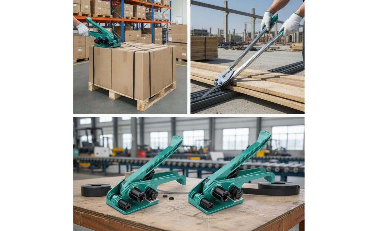 Manual Strapping Tool Handheld Strapping Tool with Lever Heavy-Duty Lever-Style Tensioner for Packers, Packaging, Warehouse