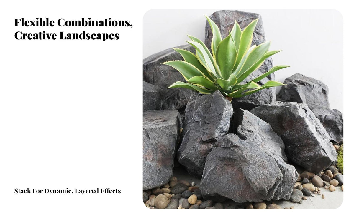 PU Simulation Stone Textured Foam Landscape Rock Versatile Decoration Fake Foam Rock for Event Planners, Stage Setting, Photography Studio