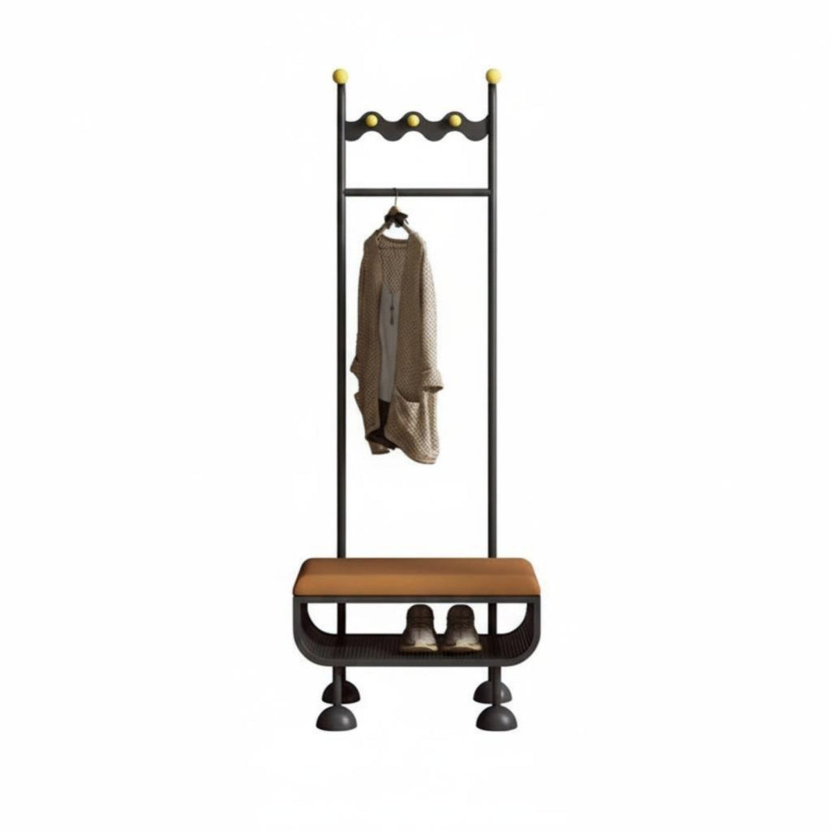 Coat Stand with Shoe Bench 4-in-1 Design Entryway Bench with Hooks Space-Saving