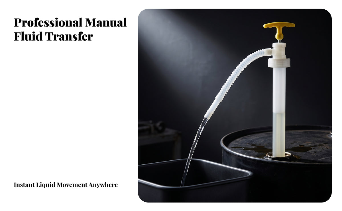 Corrosion-Resistant Manual Hand-Pull Oil Pump Short-Style Barrel Pump with Metal Tube for Mechanics, Farmers, Workshop, Garage, Farm