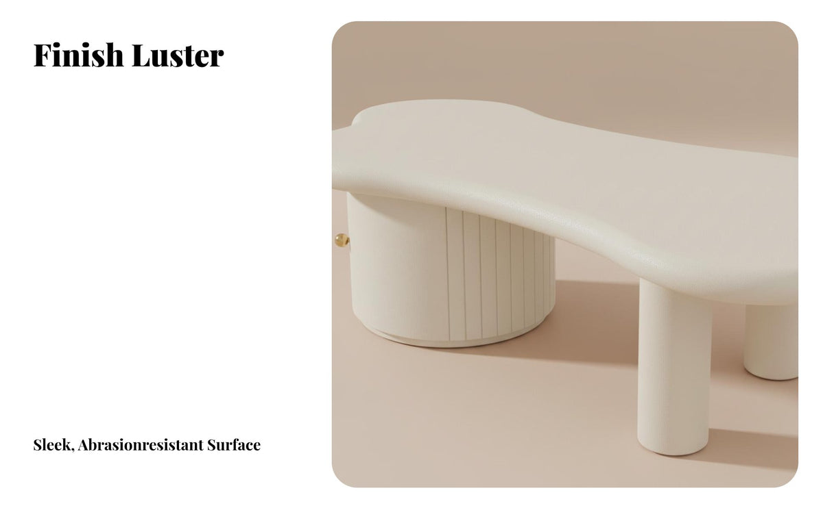 Nordic Design Cumulus-Shaped Coffee Table Cream Aesthetic Cumulus-Shaped Storage Table Irregular Shape Home Furniture Polished Curved Edges for Apartment Dwellers, Homeowners, Interior Designers, Living Room, Lounge Area