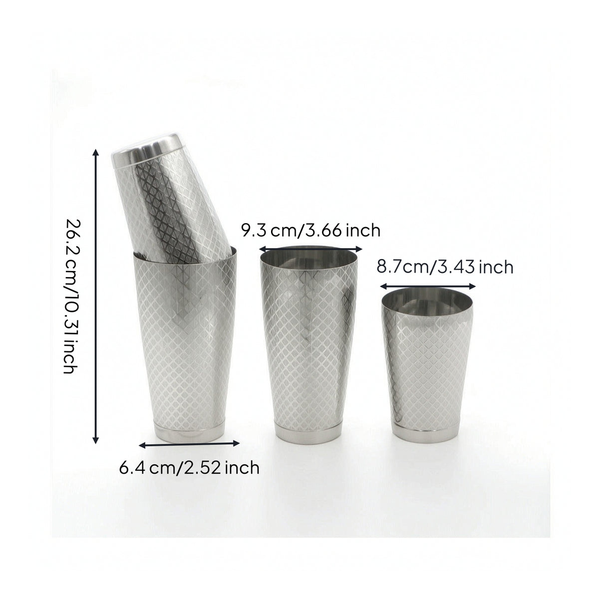 Etched Boston Shaker Polished Shaker with Mixing Tin Long-Lasting Drink Mixer Sturdy for Mixologists, Bartenders, Home Establishments