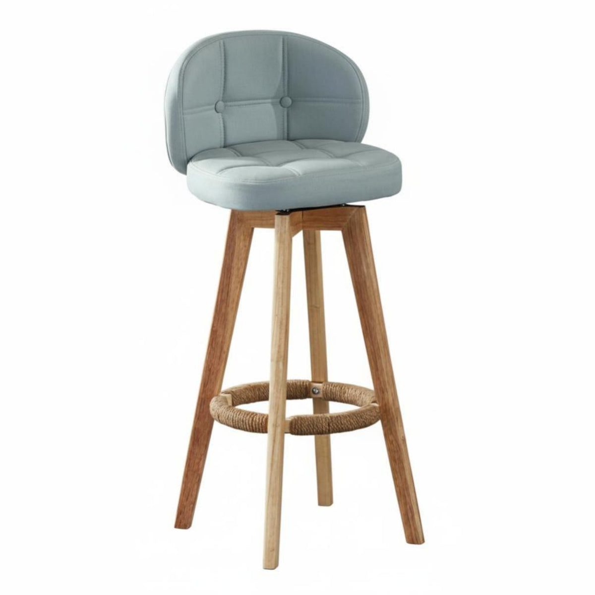 Upholstered Swivel Stool with Backrest High-Density Foam Padding Counter Chair