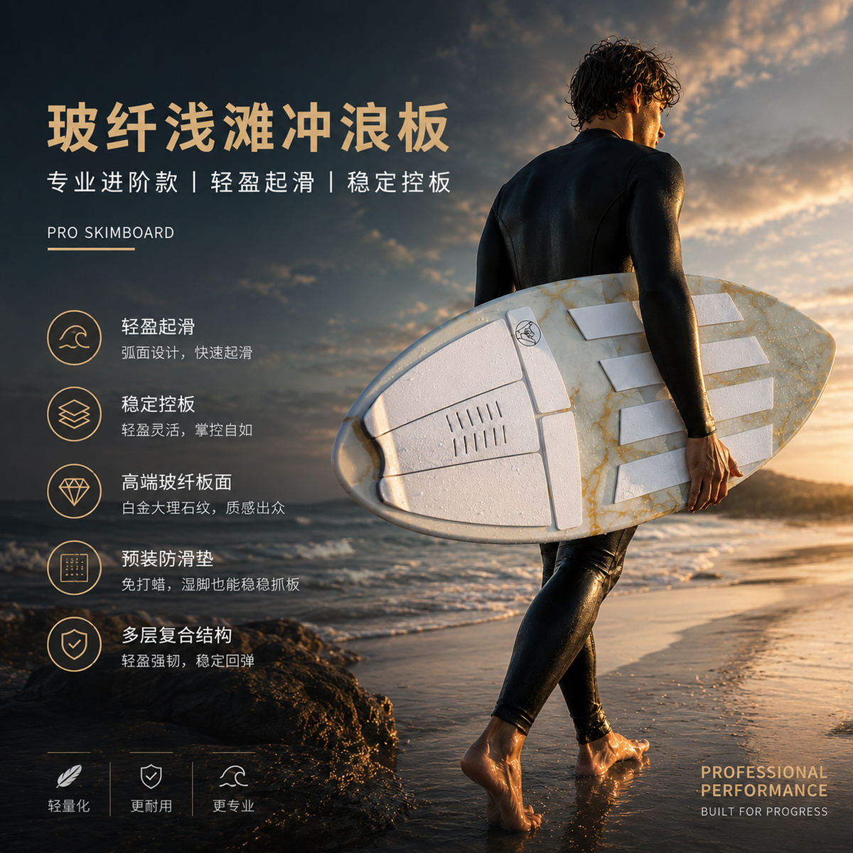 AIDA Skimboard for Beginners and Professionals