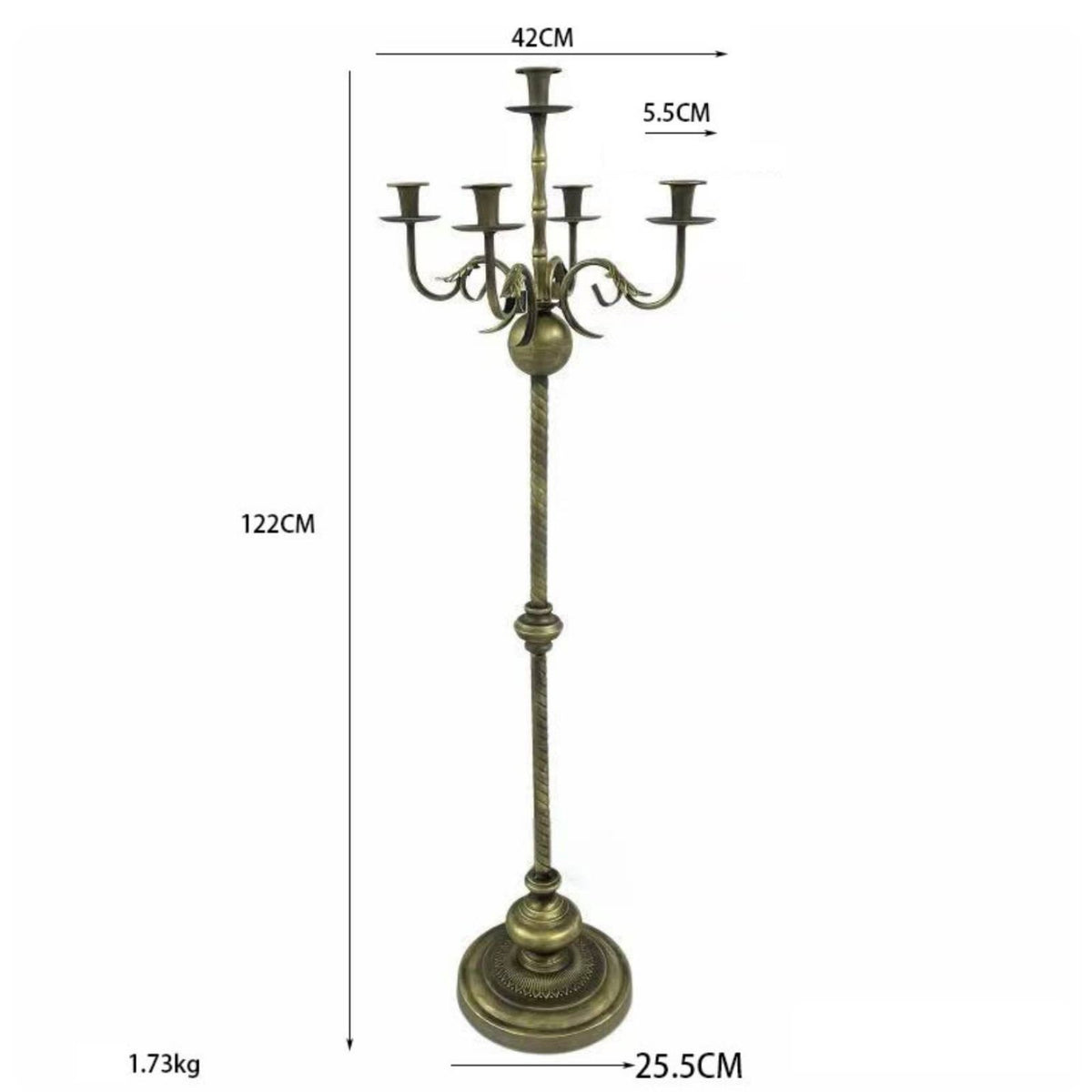 Bronze Finish Candle Stand Wrought Iron Vintage Design Candelabra