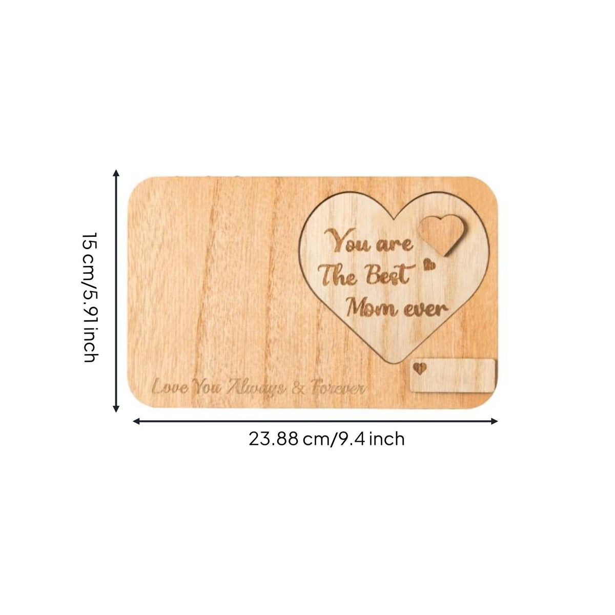 Wooden Heart Photo Frame Personalized Home Decor Rustic Design for Tabletop, Mom