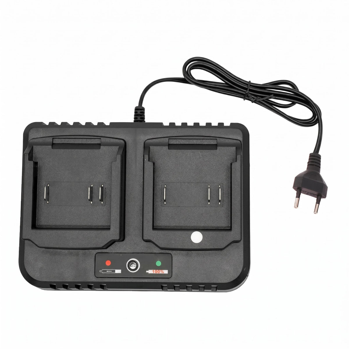 Twin Battery Charger Corded Twin Channel Charger Electronics Accessory Black Rounded Shape