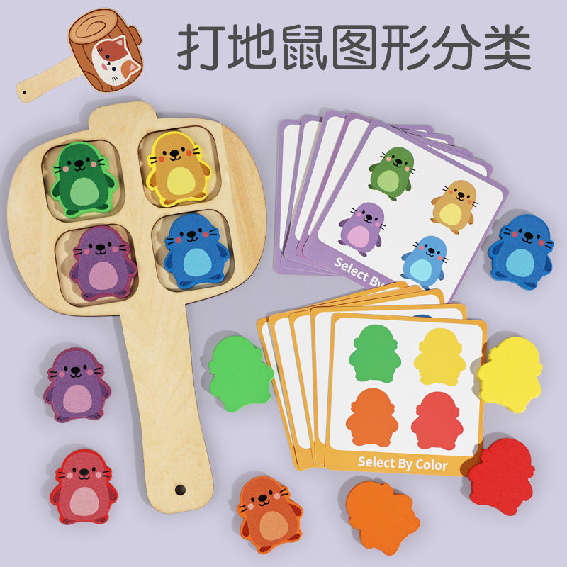 Wooden Whack-a-Mole Color Matching Toy for Kids