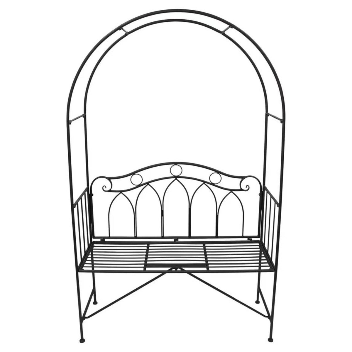 Trellis Bench Black Two-Seat Garden Chair Antique Classic Design
