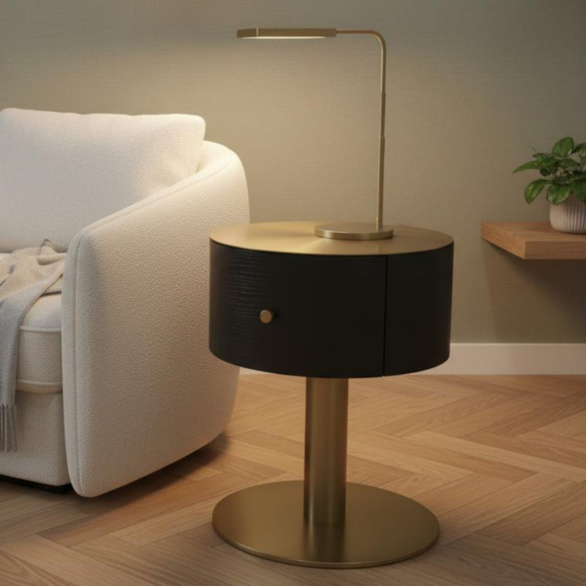 Round Side Table Sturdy Build Cylindrical accent Table space-saving Size for Parents