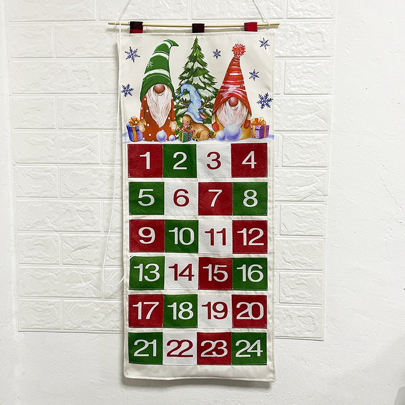 Christmas Advent Calendar Hanging Decoration, 24-Grid Countdown Wall Calendar