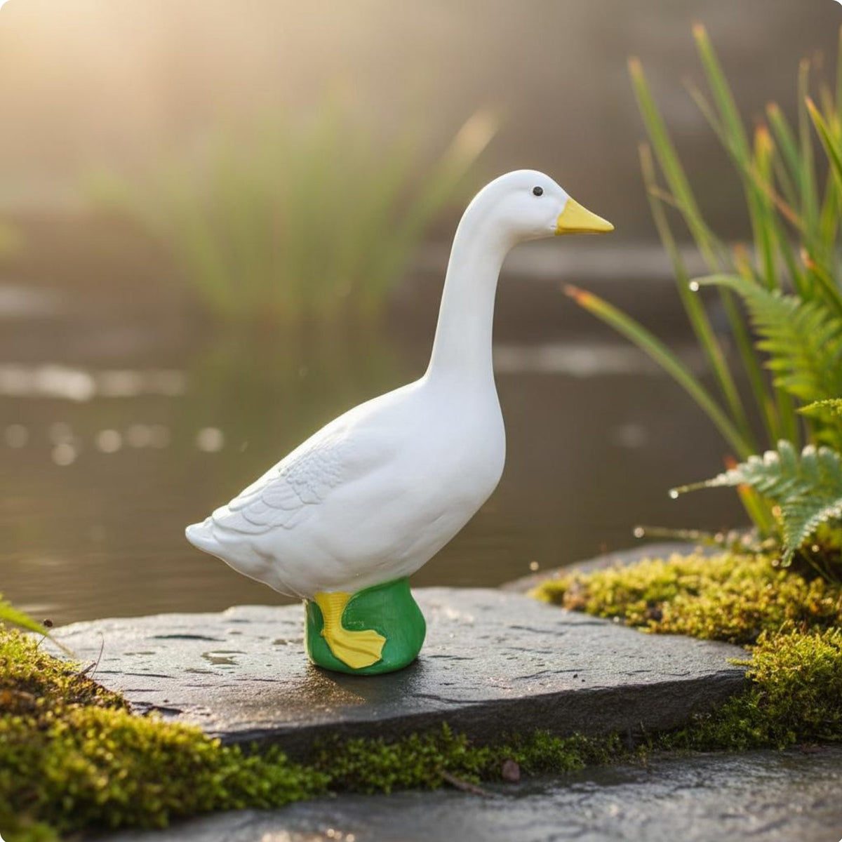 White Goose Statue Realistic Design White Duck Sculpture for Pond