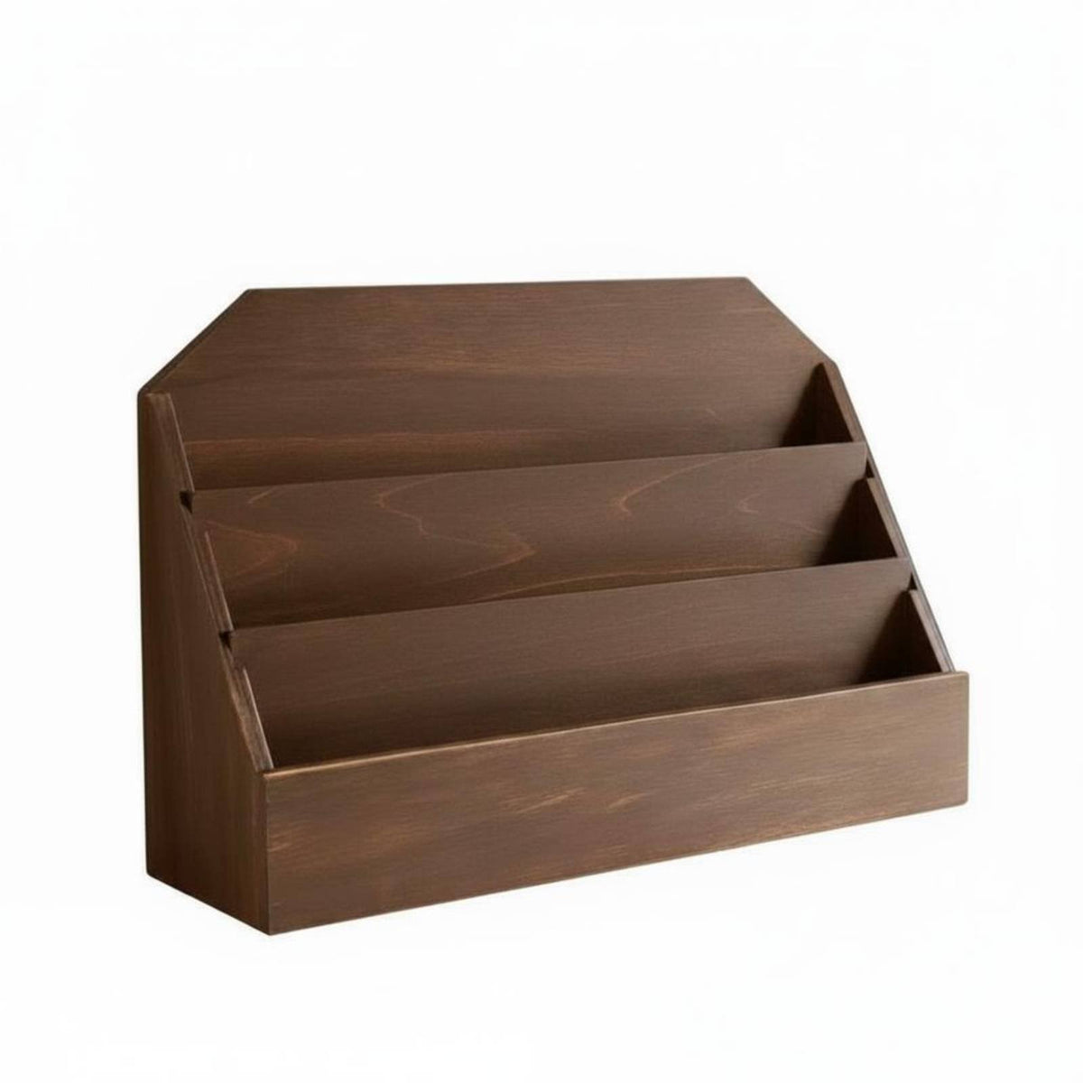 Tiered Letter Holder Solid Wood 3-Tier Wooden Desk Organizer Multi-Layer Design Wooden Postcard Display Rack for Countertop, Office, Study Room