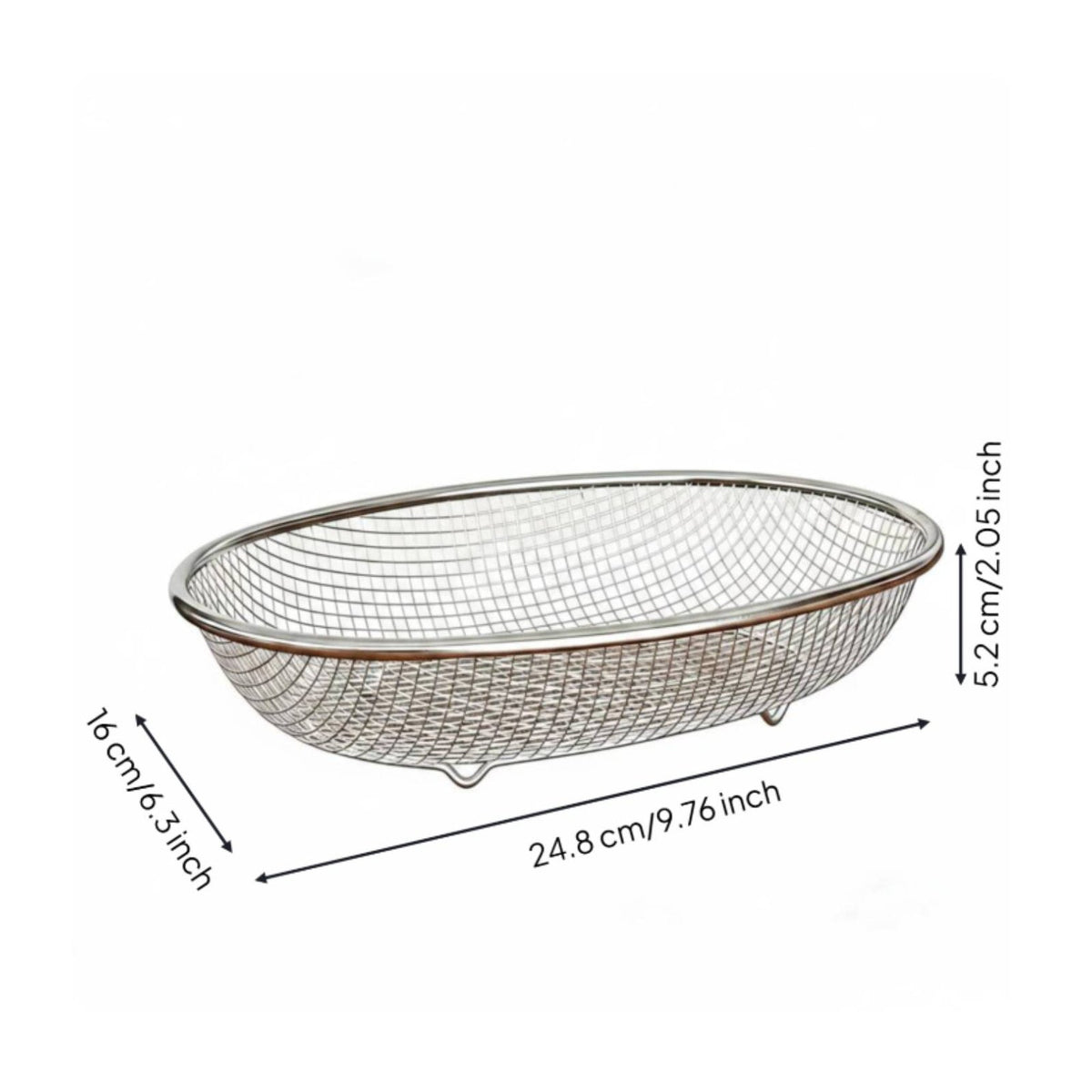 Oval Mesh Colander Heavy Duty Stainless Steel Strainer Basket Dishwasher Safe
