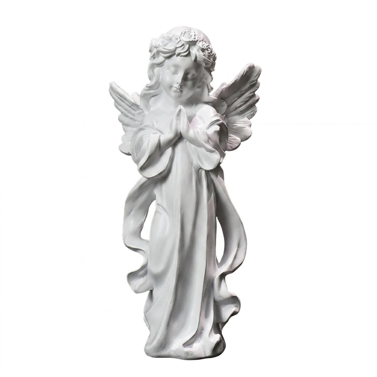 Praying Girl Angel Figurine Floral Headpiece Praying Angel Figurine