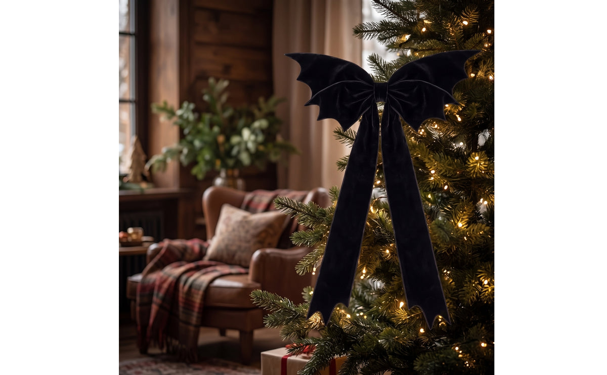 Velvet Halloween Tree Topper Bow Oversized Halloween Ribbon Bow Large Decoration Soft for Haunted House