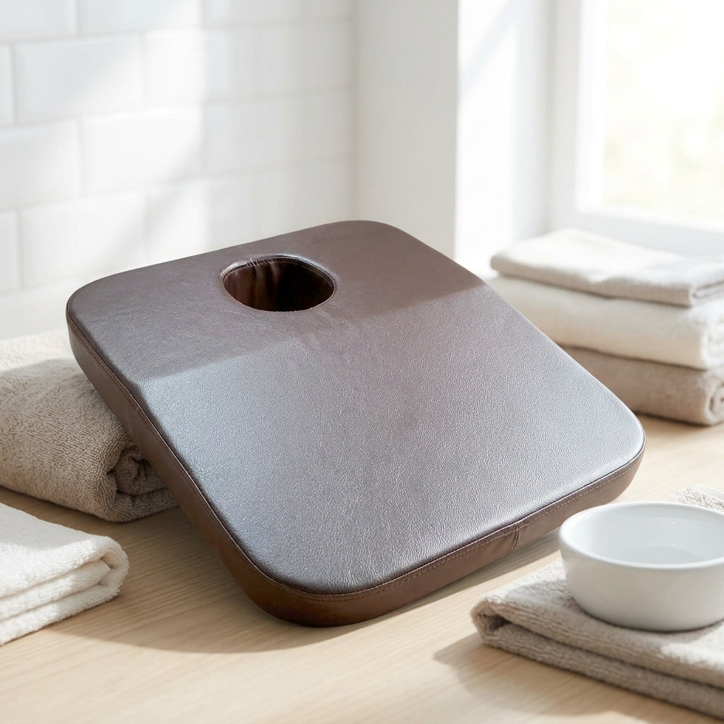 Leather Face Cradle Pillow for Massage Table, Removable and Washable SPA Beauty Bed Face Cushion with Hole