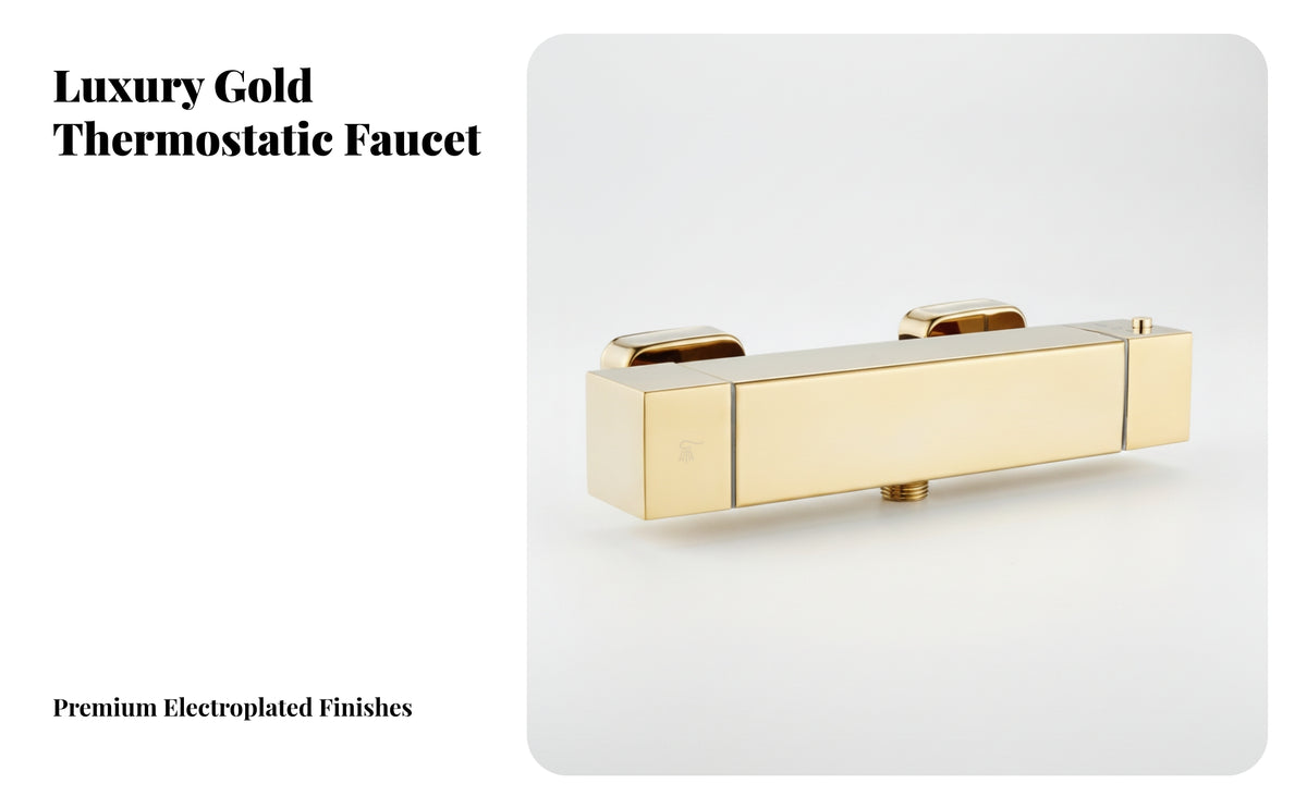 Thermostatic Bath Mixer Faucet | 38°C Temperature Lock, Modern Metal Finish, Thermostatic Mixer Tap, for Bathtub