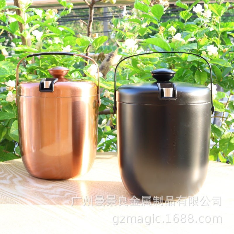 Stainless Steel Ice Bucket with Lid and Tongs for Beverages and Beer