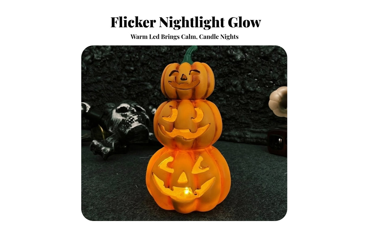 Pumpkin Decoration With | Lighted, Glowing, Stacked Pumpkin Decoration, for Halloween Displays