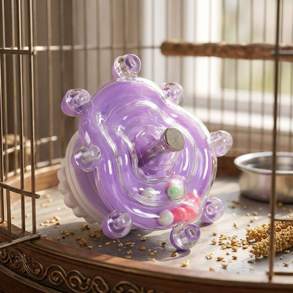 Parakeet Rotating Wheel Enrichment Toy, Bird Cage Gnaw Toy with Suction Cup, Sound Toys for Parrot Entertainment