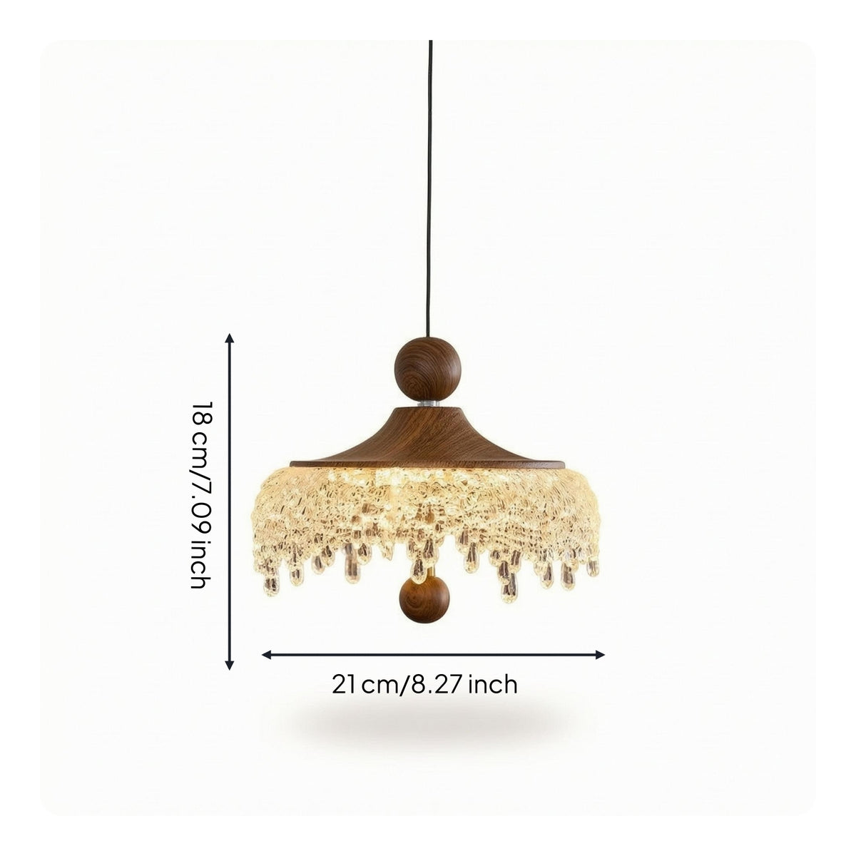 Ice-Drop Hanging Lamp Wood Grain Hanging Crystal Light Textured