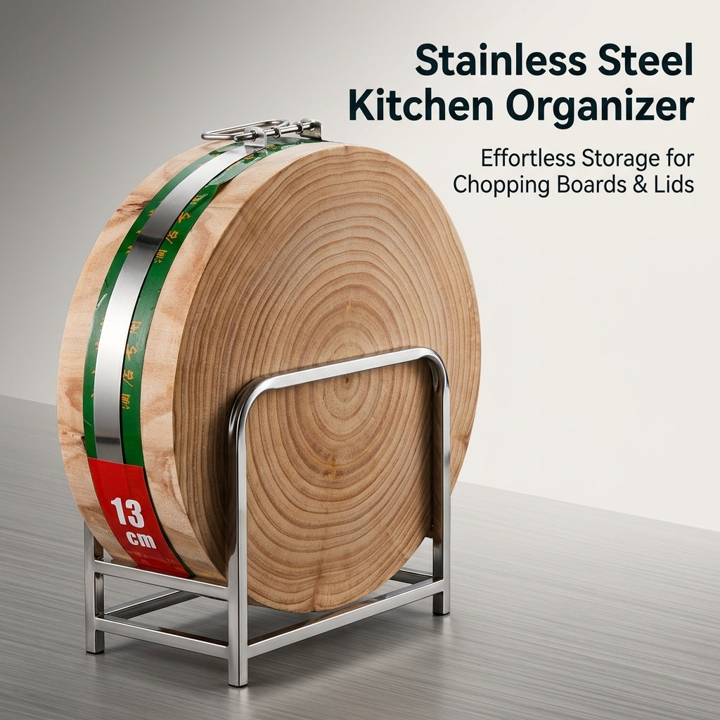 304 stainless steel extended chopping board storage for home kitchen tabletop, modern minimalist lid holders for pots and pans, rack for cooks