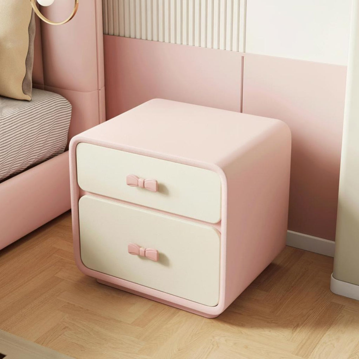 2-Drawer Cabinet with Bow Pulls Light Luxury Design children's Furniture