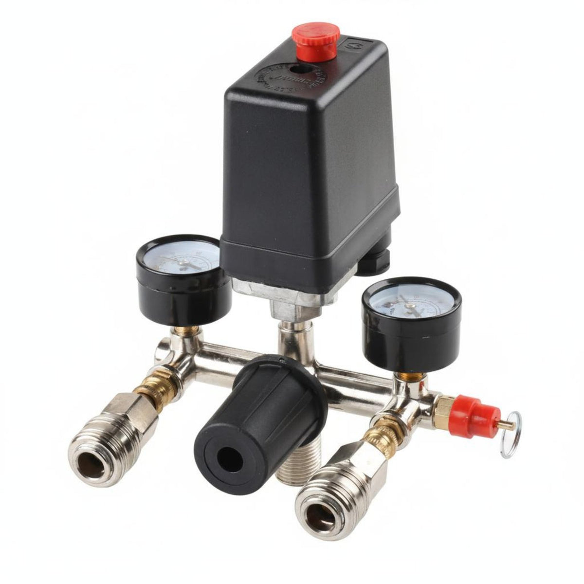 European Design Quick Couplings Air Compressor Pressure Regulator Assembly 20A Max Current Pressure Switch Manifold Regulator Gauge Kit Double Gauge Air Compressor Switch Assembly