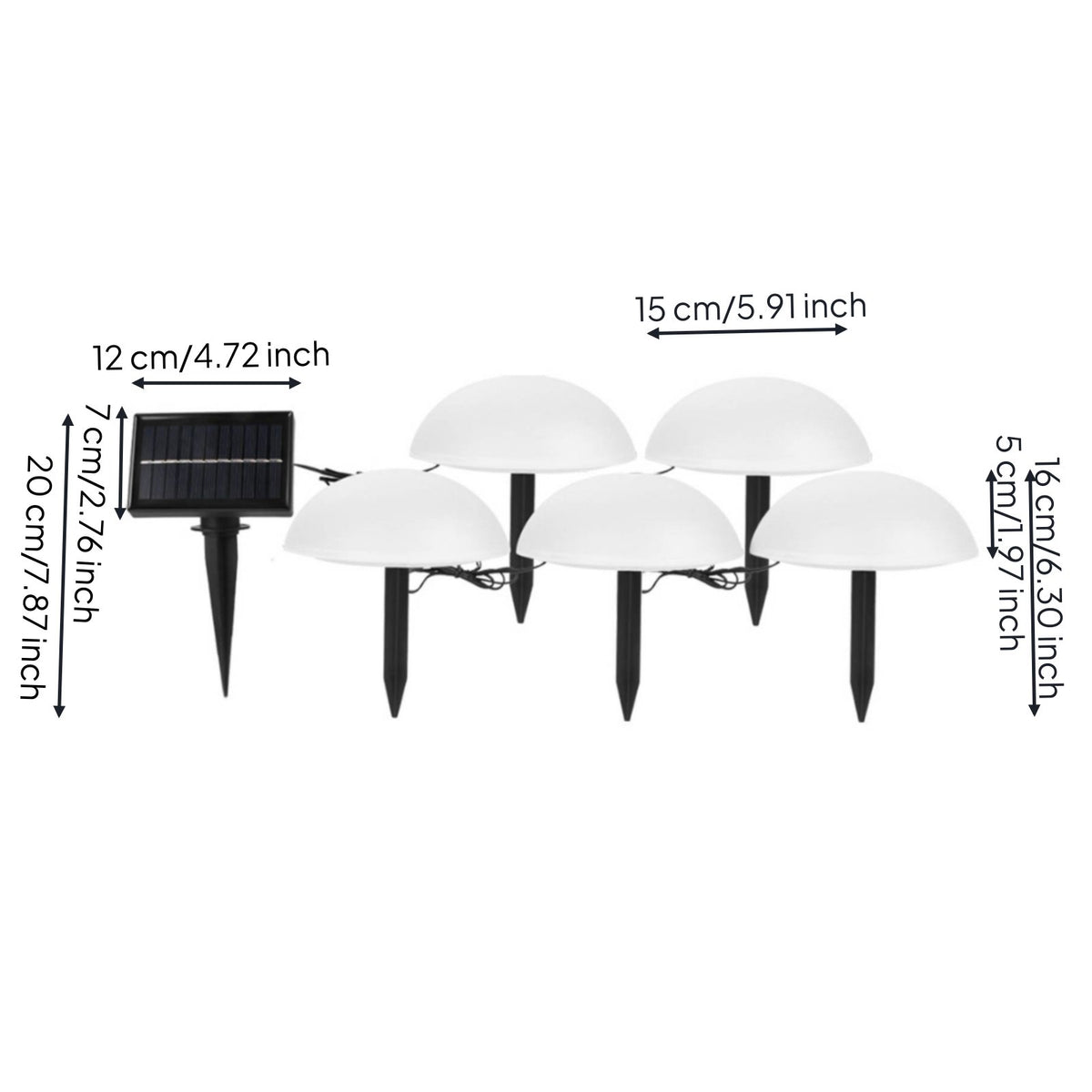 5 Pieces Solar Hemisphere Light & Simple to Install Outdoor Lighting IP65