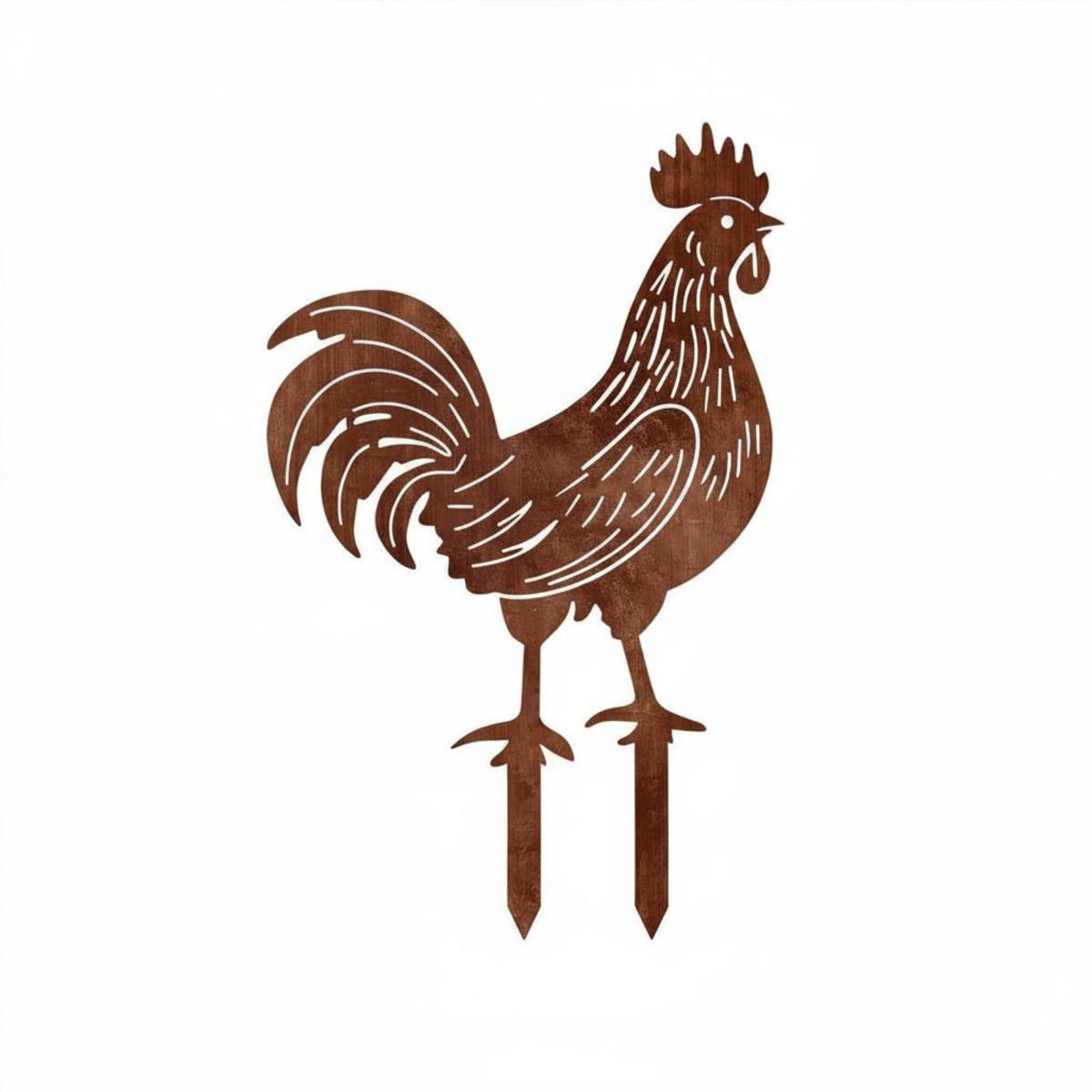 Vintage Metal Chicken Stake Rustic Weathered Chicken Silhouette Yard Sign for Lawn