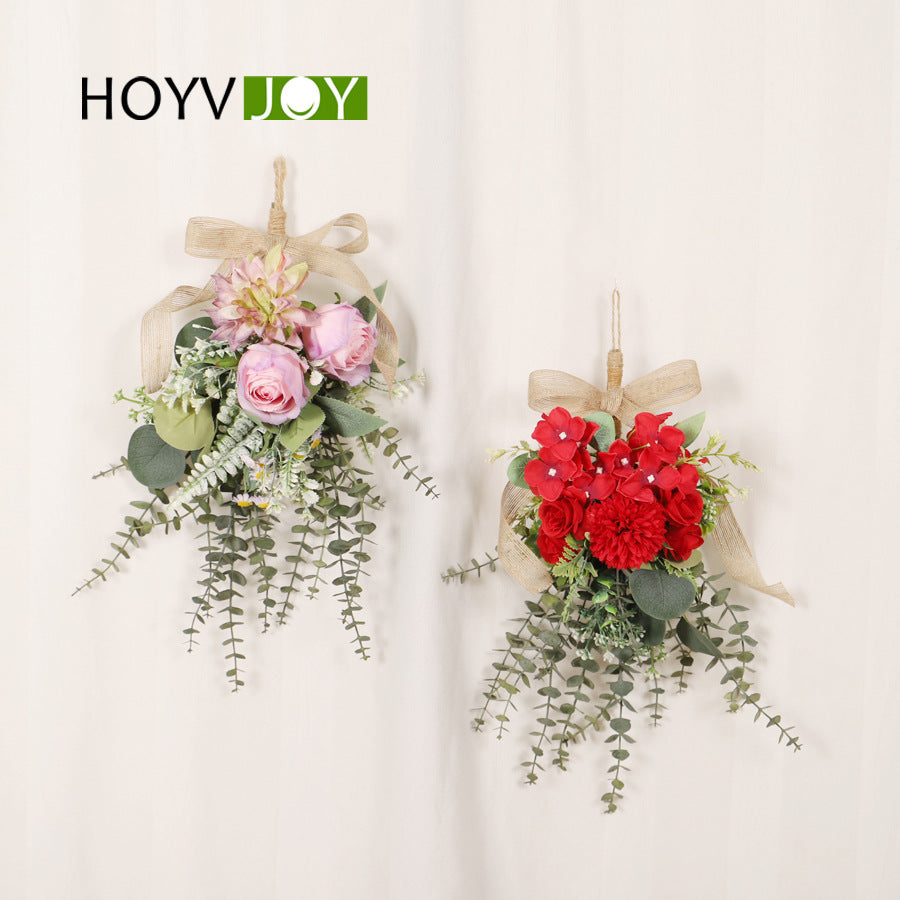 Eucalyptus Hanging Bouquet Wall Decoration with Chrysanthemum, Fabric