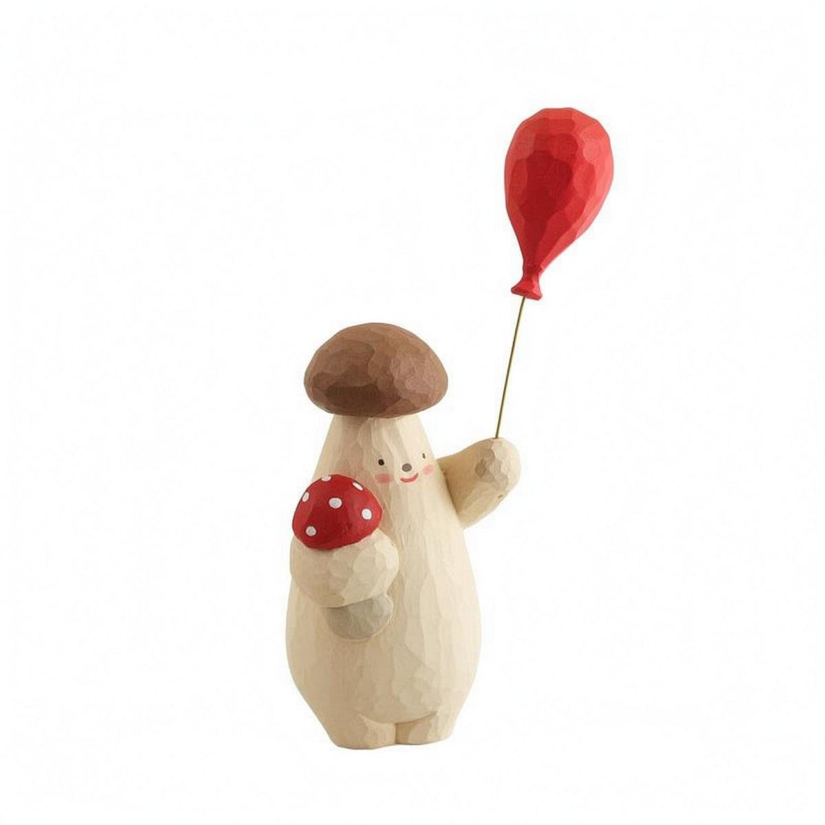 Wooden Toadstool Figurine Tabletop Toadstool Character Ornament Intricate