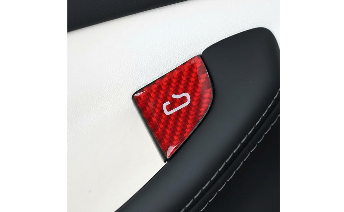 Self-Adhesive Carbon Fiber Door Button Sticker Scratch Protection Car Door Switch Button Sticker Wear-Resistant Strong Adhesion