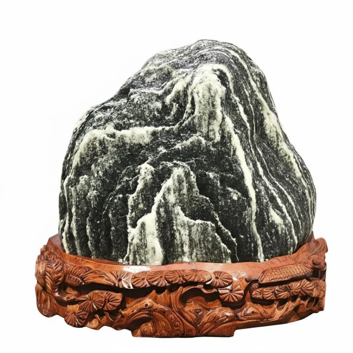 Taishan Stone Feng Shui Rock Protector Natural Random Garden Stone Sculpture Prosperity Symbol Unique Texture Suitable for Garden Display Office Protection