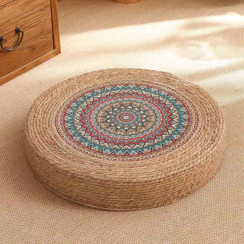 Straw Woven Meditation Cushion Round Floor Cushion