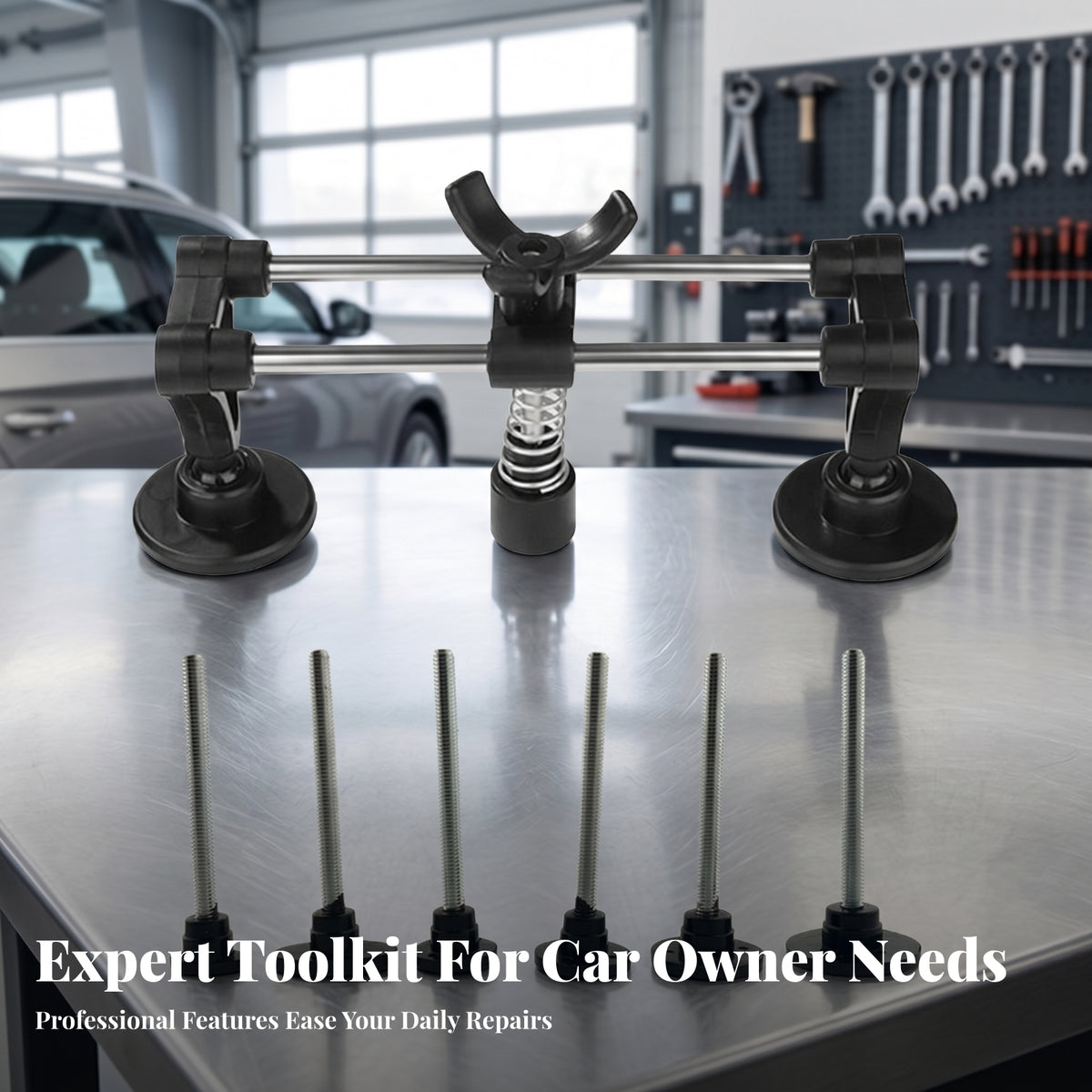 Two-Rod Rod Damage Repair Puller Bridge Threaded Posts Spring-Loaded Damage Puller Wing Knob