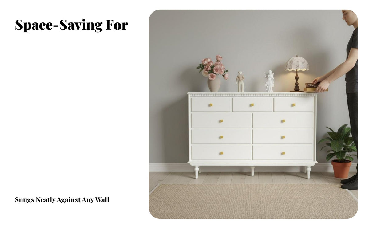 Black Finish 9-Drawer tall chest of drawers hardwood Wood Construction Tall Narrow Drawer Unit Space-Saving Chest of Drawers Large Storage Capacity for Apartment Dwellers, Office Workers, Living Room, Small Spaces, Hallway, Entryway