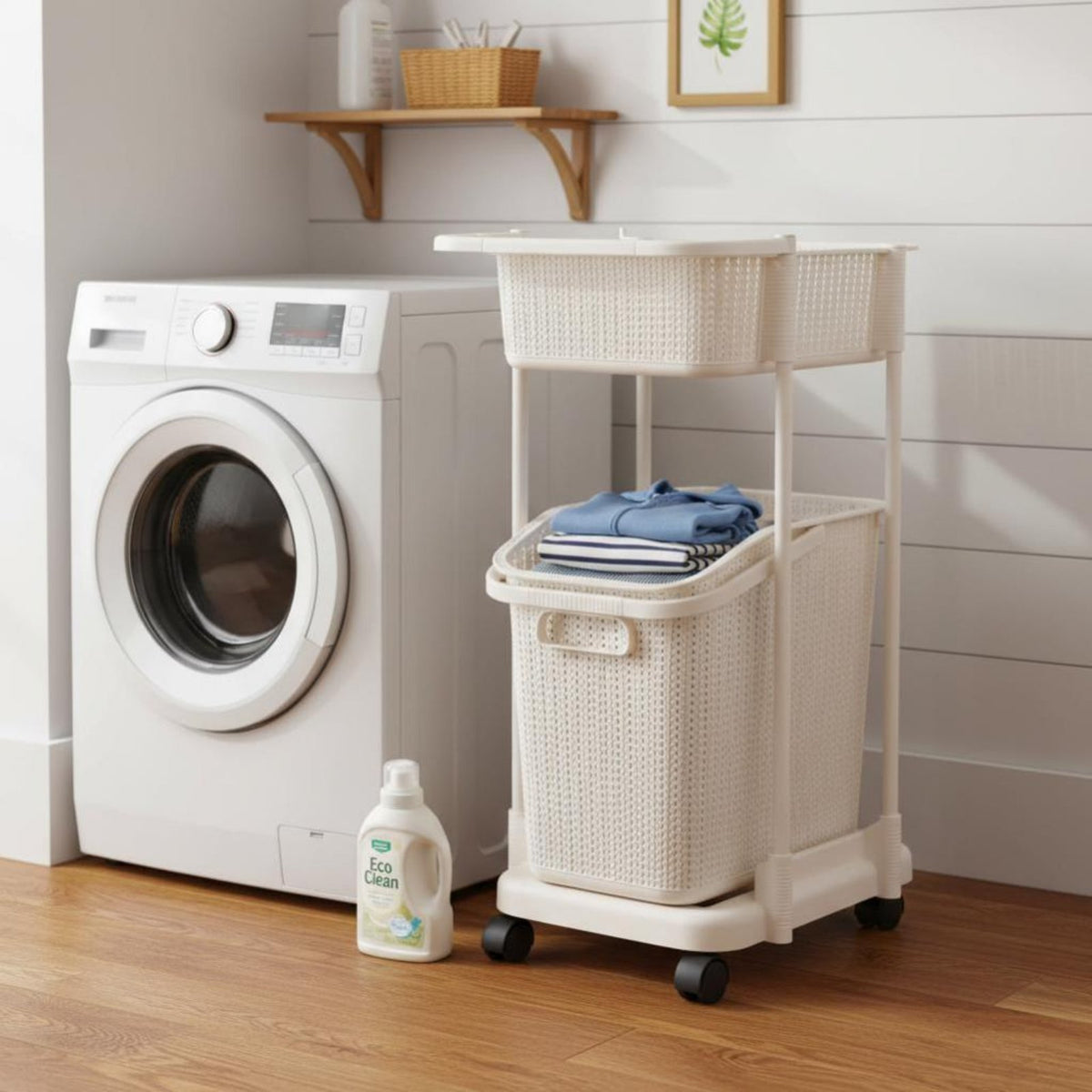 Tiered Rolling Laundry Sorter Water-Resistant Vertical Rolling Hamper for Closet