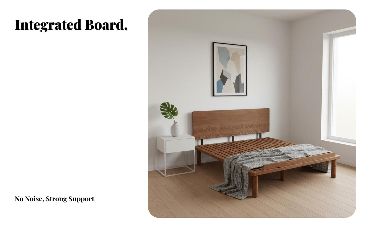 Nordic design Lowsilhouette Slatted Frame slimsilhouette Headboard Lowsilhouette Wooden Bed Frame Modern Minimalist Design Bedroom Furniture Natural Wood Look for Minimalists, Apartment Dwellers, Homeowners, Guest Room