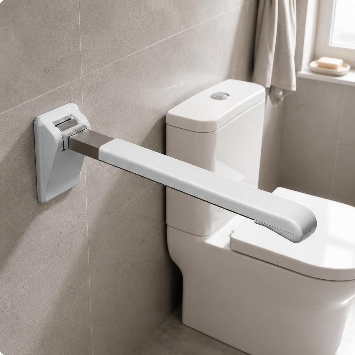 Folding Bathroom Grab Bar Space Saving Stainless Steel Support Rail Heavy Duty
