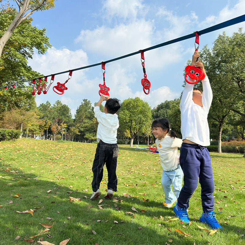 Ninja Swing Tightener Outdoor Climbing Training Rope Set with Bear-Shaped Rings