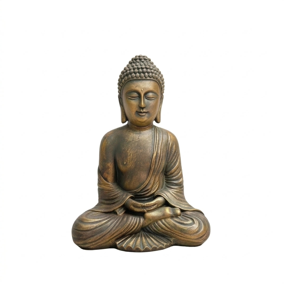 Antique Bronze Meditating Seated Buddha Statue Tabletop Meditating Buddha Statue Meditation Sculpture Peaceful for Entryway