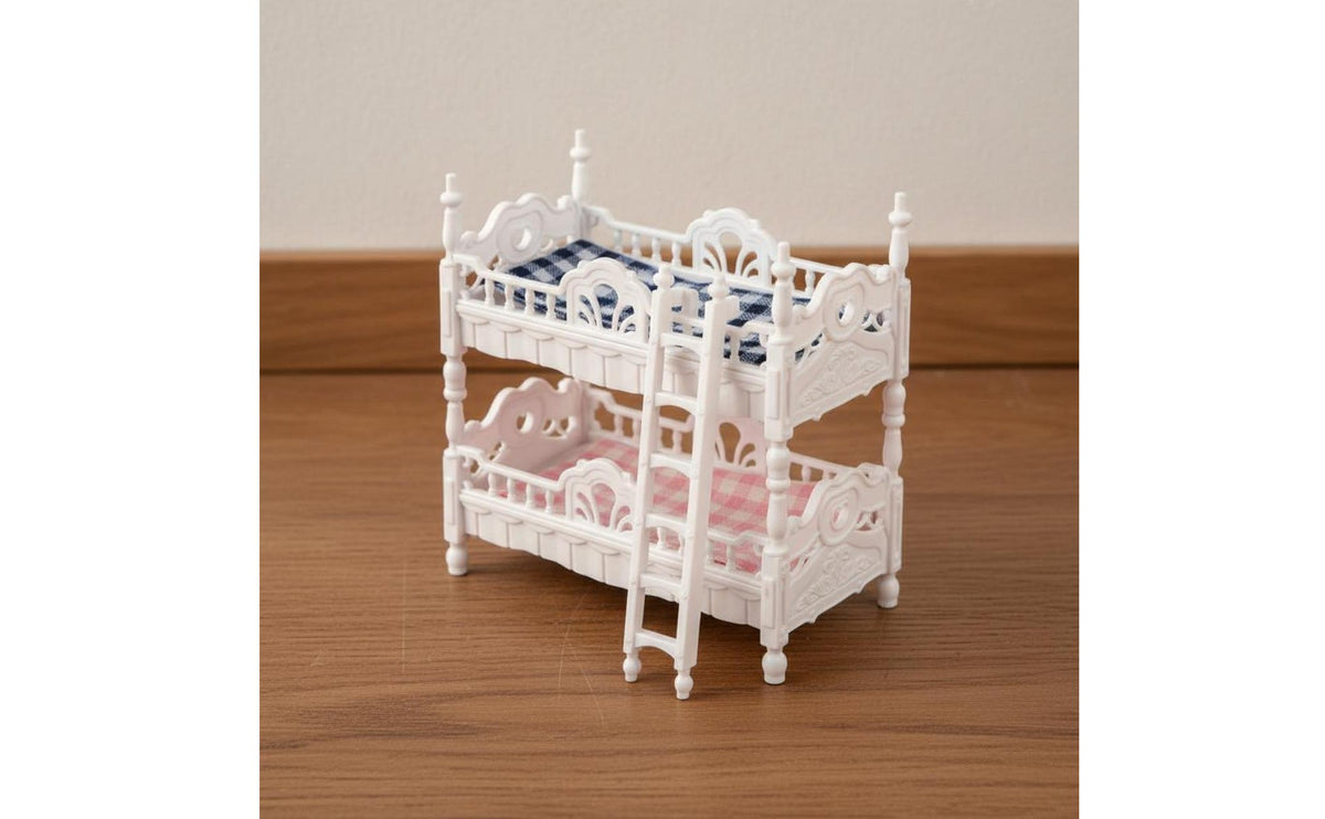 Dollhouse Bunk Bed with Ladder Realistic Design Miniature Bunk Bed DIY Assembly Detailed Features for Children