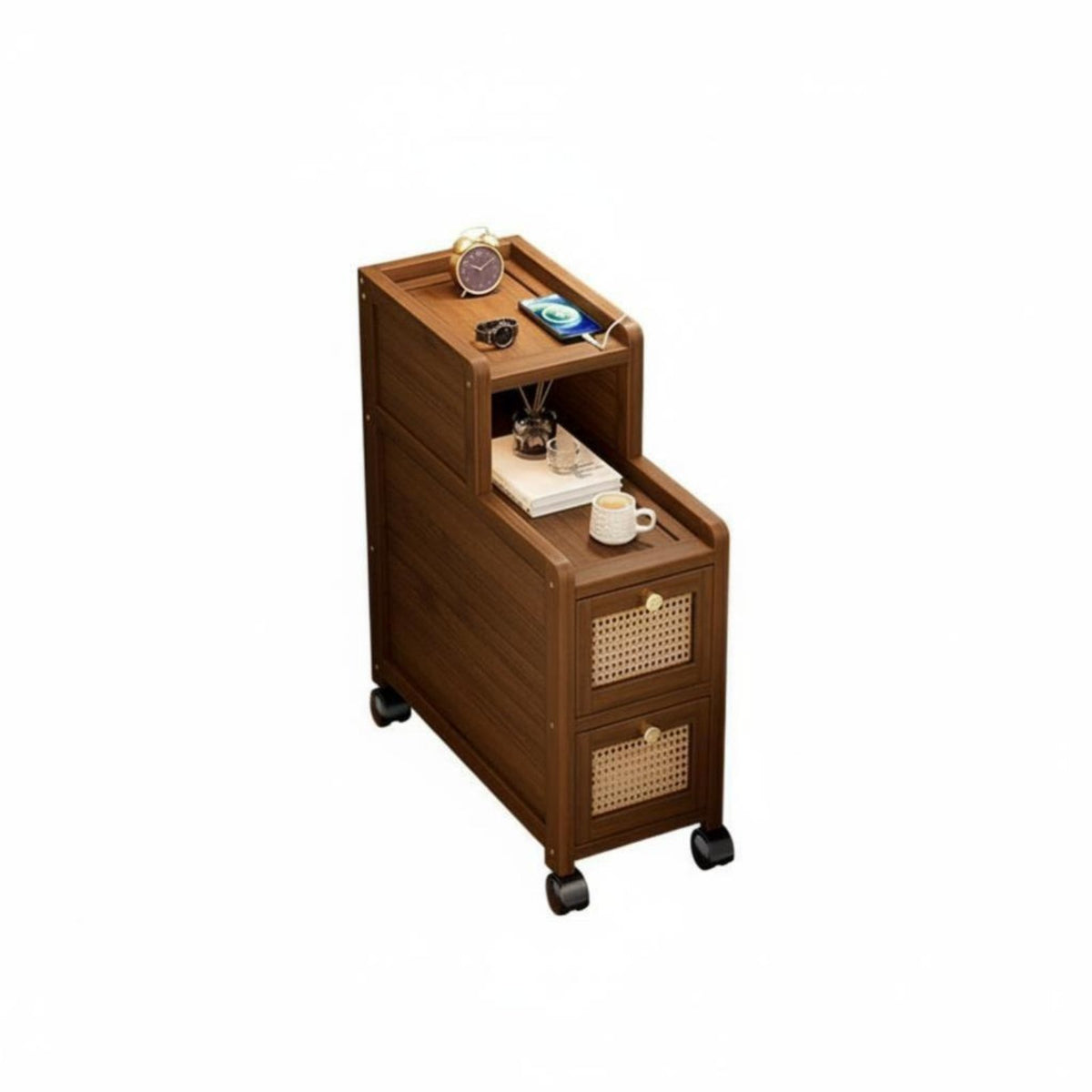 Narrow Drawer Chest Space-Saving Nightstand Minimalist design for Bedroom, Office