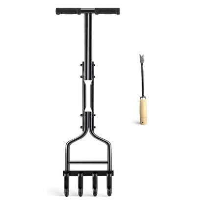 Open Four-Tine Lawn Aerator and Soil Loosener