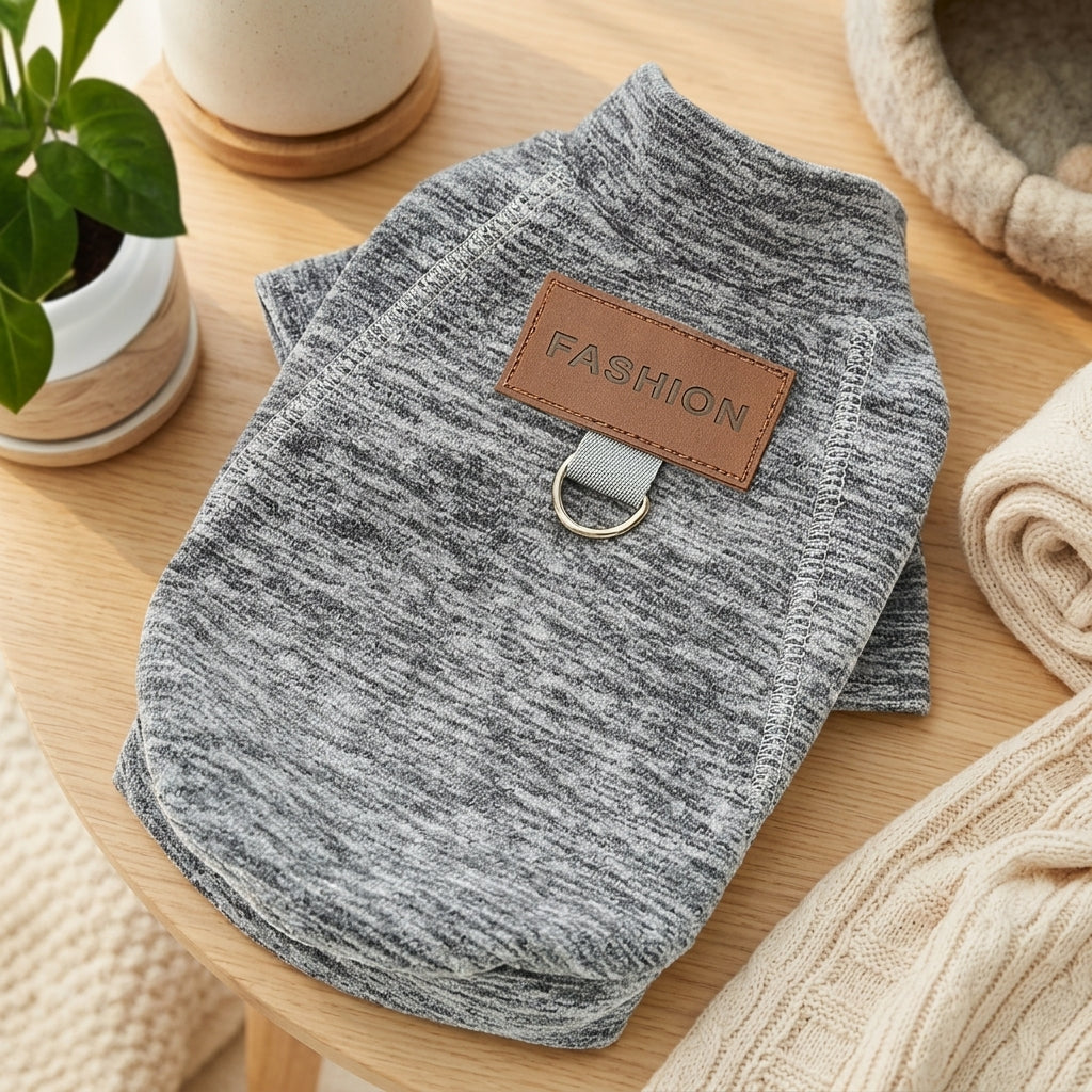 Dog and Cat Pullover, Warm Fleece Lined Sweater for Small Animals, Unisex Mock Autumn Winter Clothing