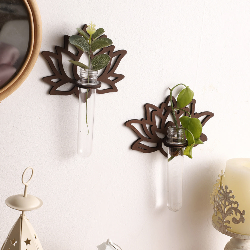 Creative Lotus-Shaped Hanging Hydroponic Plant Wood Stand